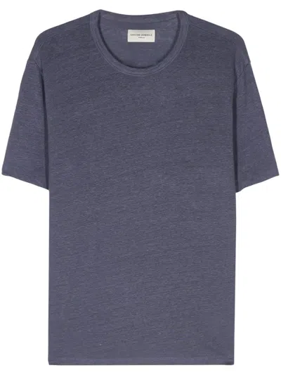 Shop Officine Generale Officine Générale Ss T-shirt Piece Dyed French Linen Clothing In Blue