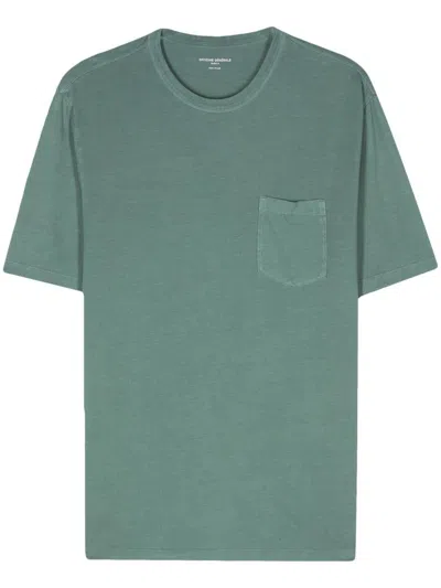 Shop Officine Generale Officine Générale Ss T-shirt Pkt Pgmt Dye Lyocell Co Clothing In Green