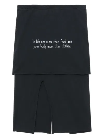 Our Legacy Navy Slashed Midi Skirt In Lilac Taste Of Hand Print