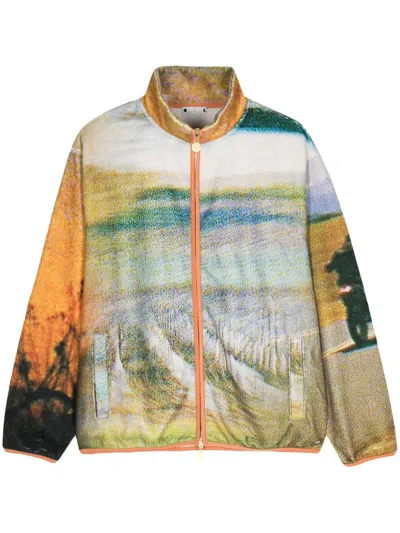 Shop Rassvet Men Scenario Two Fleece Jacket Woven Clothing In Multicolour