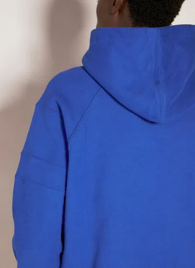 Shop Saint Laurent Men Logo Embroidery Hooded Sweatshirt In Blue