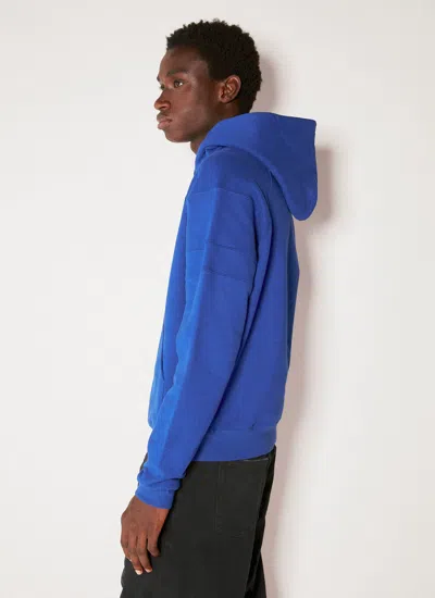 Shop Saint Laurent Men Logo Embroidery Hooded Sweatshirt In Blue