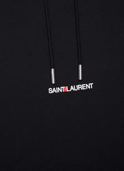 Shop Saint Laurent Men Rive Gauche Hooded Sweatshirt In Black