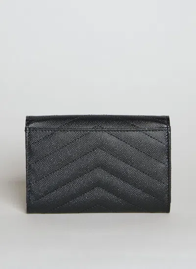 Shop Saint Laurent Women Cassandre Matelassé Small Envelope Wallet In Black