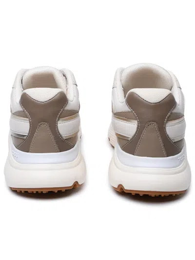 Shop Tod's Woman  White Leather Blend Sneakers In Cream
