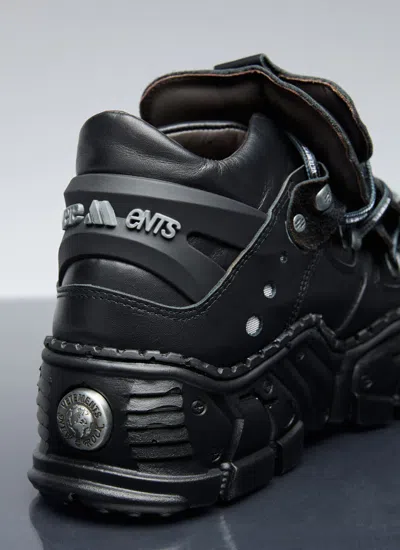 Shop Vetements Men X New Rock Leather Sneakers In Black