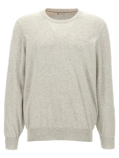 Shop Brunello Cucinelli Crew Neck Sweater In Gray