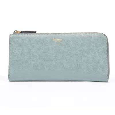 Shop Mulberry Continental Long Zip Around Wallet Duck Egg Leather In Blue