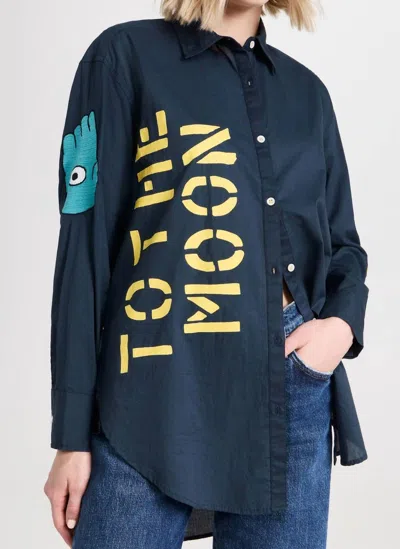Shop Kerri Rosenthal Maddie Shirt To The Moon In Night Sky In Blue