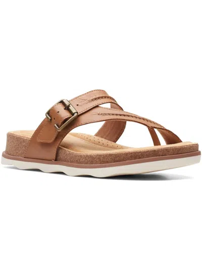 Shop Clarks Brynn Madi Womens Leather Slip-on Wedge Sandals In Brown