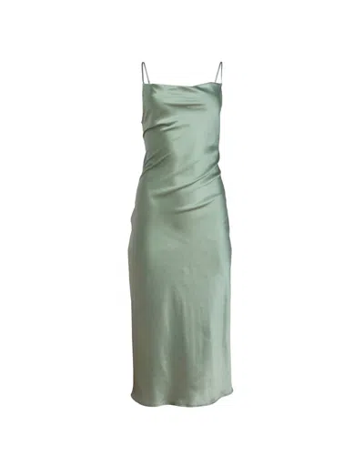 Shop Fleur Du Mal Cowl Neck Slip Dress In Sage In Green