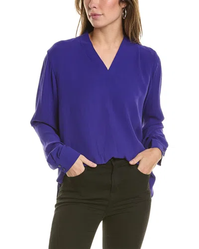 Shop Eileen Fisher V-neck Silk Top In Purple