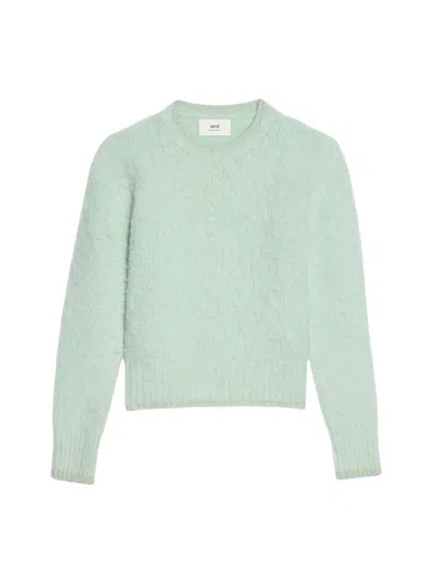 Shop Ami Alexandre Mattiussi Brushed Crewneck Sweater In Pale Green
