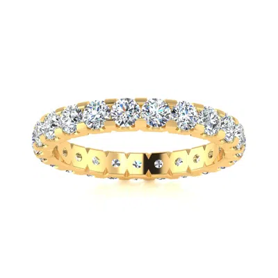 Shop Sselects 14 Karat Yellow Gold 2 Carat Round Lab Grown Diamond Eternity Ring In Silver