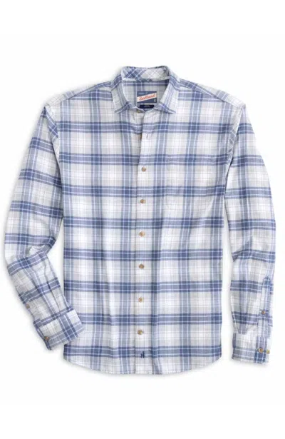 Shop Johnnie-o Men's Rory Plaid Hangin' Out Shirt In Light Grey In Blue