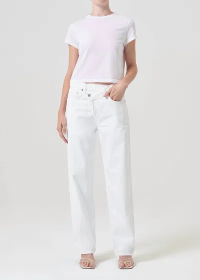 Shop Agolde Women's Criss Cross Upsized Jeans In Milkshake In White