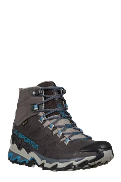 Shop La Sportiva Women's Ultra Raptor Ii Mid Leather Gtx Hiking Shoes In Carbon/atlantic In Multi