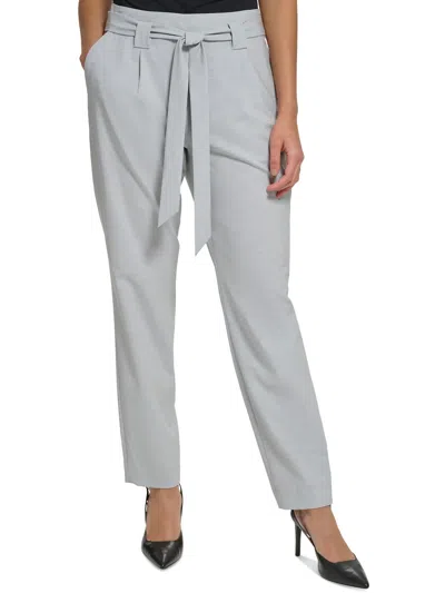 Shop Calvin Klein Womens High Rise Pleated Straight Leg Pants In Grey