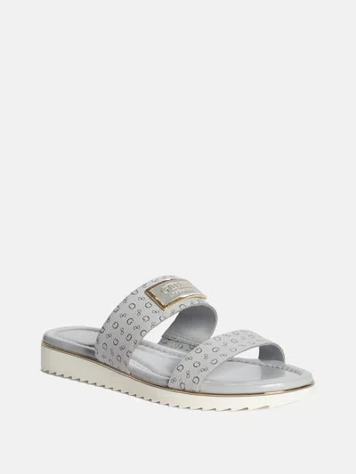 Shop Guess Factory Keily Logo Slides In Silver