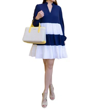 Shop Sail To Sable Charlotte Dress In Navy/white