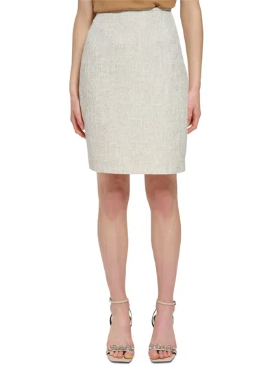 Shop Calvin Klein Womens Above Knee Back Slit Pencil Skirt In Beige