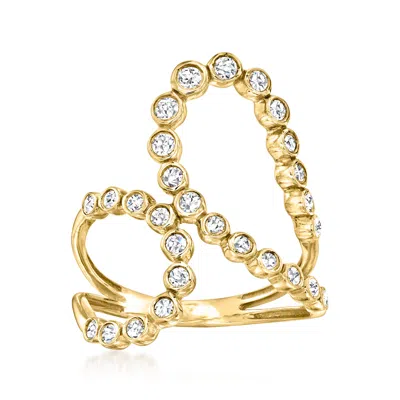 Shop Ross-simons Bezel-set Diamond Double-loop Ring In 14kt Yellow Gold In Silver
