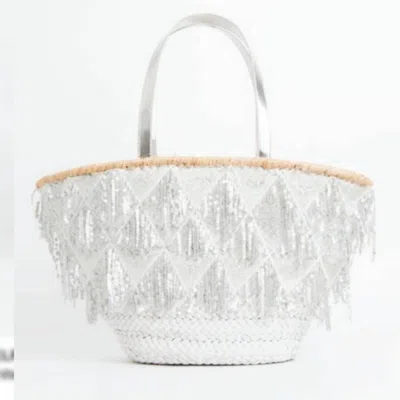 Shop Pia Rossini Delphine Basket In White And Silver