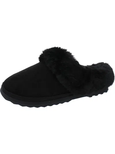 Shop London Fog Josie Womens Faux Suede Cozy Slide Slippers In Black