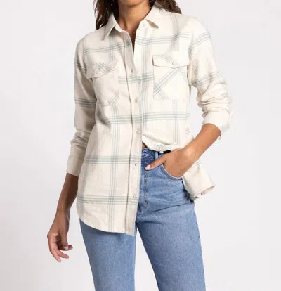 Shop Thread & Supply Gracelyn Shirt In Cream Aqua Mist Plaid In White