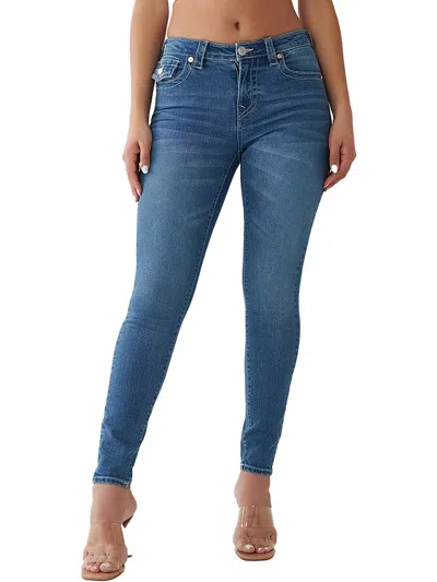 Shop True Religion Jennie Curvy Womens Mid-rise Medium Wash Skinny Jeans In Blue