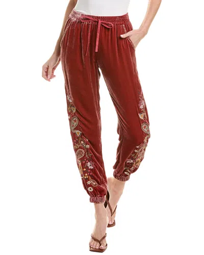 Shop Johnny Was Lori Silk-blend Jogger Pant In Red