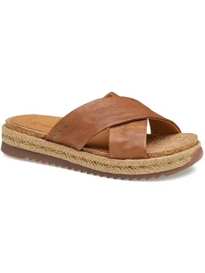 Shop Johnston & Murphy Michelle Womens Leather Criss-cross Slide Sandals In Brown