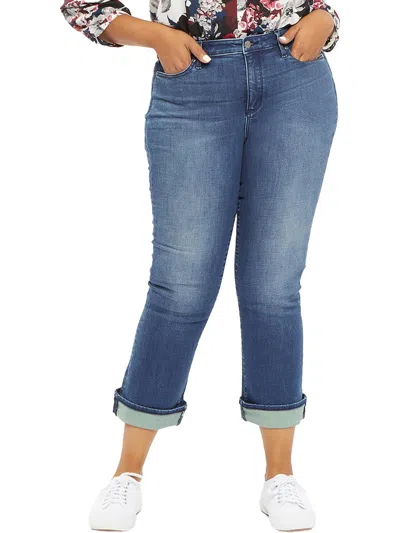 Shop Nydj Barbara Womens Cuffed Ankle Bootcut Jeans In Blue
