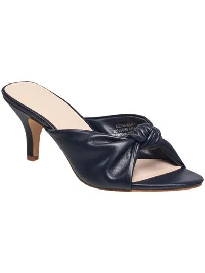 Shop H Halston Seviille Womens Vegan Leather Slip On Heels In Blue