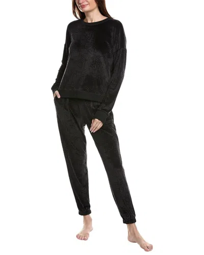 Shop Dkny 2pc Top & Jogger Lounge Set In Black