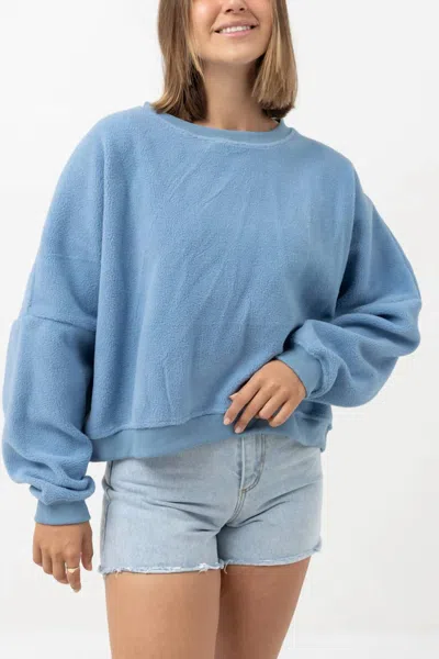 Shop Rhythm Core Slouch Fleece Sweater In Ocean In Blue