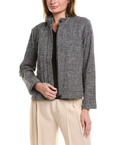 Shop Eileen Fisher Stand Collar Jacket In Grey