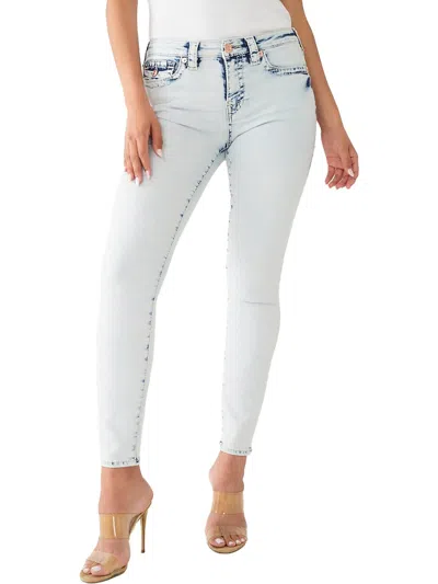 Shop True Religion Jennie Curvy Womens Mid-rise Light Wash Skinny Jeans In Blue