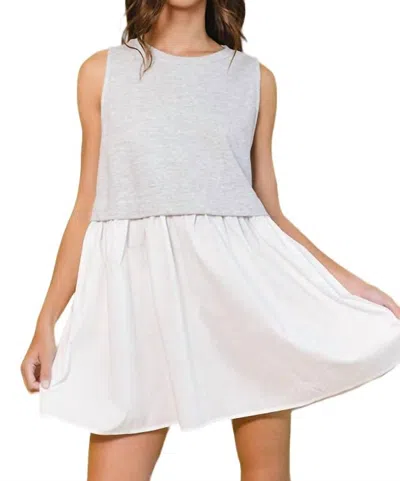 Shop Bucketlist Harlow Oversize Sleeveless Mini Dress In Grey/ivory