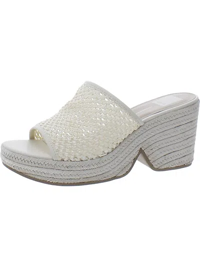 Shop Dolce Vita Saydie Womens Raffie Slip On Wedge Sandals In White