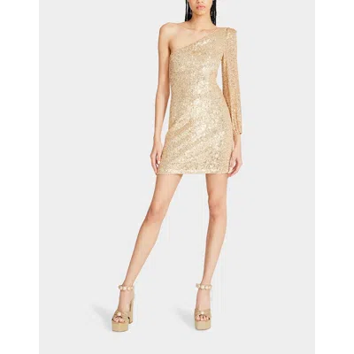 Shop Betsey Johnson Luisa Mini Dress Gold In Beige