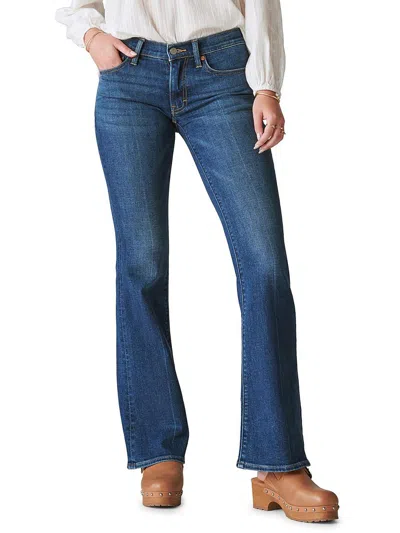 Shop Lucky Brand Womens Mid-rise Dark Wash Flare Jeans In Blue