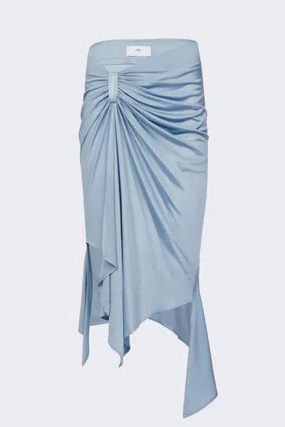 Shop Rta Draped Jersey Skirt In Dusty Blue