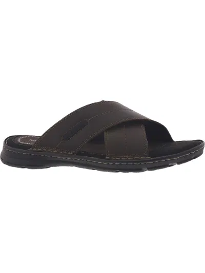 Shop Rockport Darwyn Xband Mens Leather Slip On Footbed Sandals In Black
