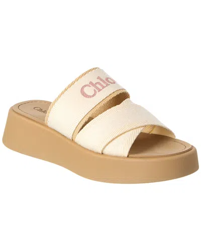 Shop Chloé Mila Canvas Platform Sandal In White