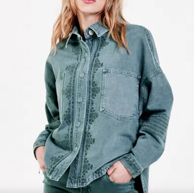 Dear John Denim Gina Emb Denim Jacket In Seafoam Haze In Multi