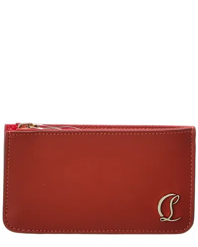 Shop Christian Louboutin Loubi54 Leather Card Holder In Red