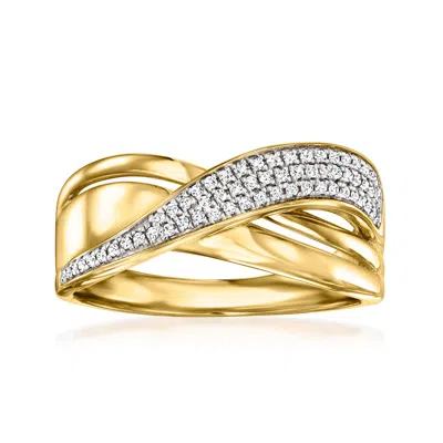 Shop Ross-simons Diamond Crisscross Ring In 18kt Gold Over Sterling In Silver