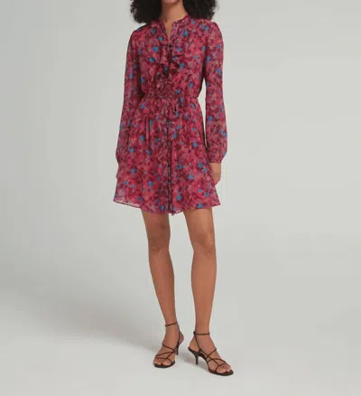 Saloni Tilly Ruffle-c Dress In Magenta In Multi