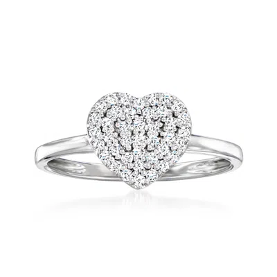 Shop Ross-simons Pave Diamond Heart Ring In 14kt White Gold In Silver